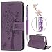 Produktbild iAdvantec Huawei Y5 2018 Hülle Case, Filp PU Leder Wallet Handyhülle Flipcase : Bookstyle Großer Baum Tasche Brieftasche Schutzhülle in Hellviolett + Anti Staub Stöpsel + Stylus
