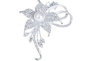 XSQD Broche en forme de rose Femme, Cadeaux de fête des mères, Broche en Alliage, Broche élégante, Broche Fantaisies Fleur Rose incrustation de strass, Broche Accessoire, badges à épingles, bouton strass