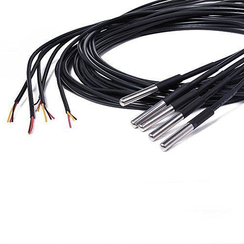 Bermud 5x 1M DS18b20 Wasserdicht Digital Temperaturfühler Temperatur Sensor Schwarz - 2