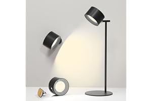 FEALLIVE Lámpara de Mesa con 3 Modos de Color, lampara led 3 Niveles de Brillo, Control Tactil Recargable Luz de Lectura de pared extraíble, lámpara de noche, negro