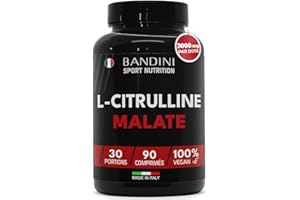 Bandini® L-CITRULLINE MALATE 90 Comprimés (3000mg par Portion) - Dosage Extra Élevé (1000mg par Comprimé) - L Citrullin de Fermentation Pure - Métabolisme Énergétique, Booster Musculation et Fitness