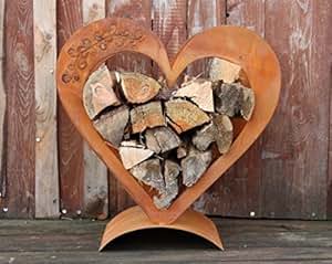 Herz Holzregal aus verrostetem Metall, Edelrost Deko für ...