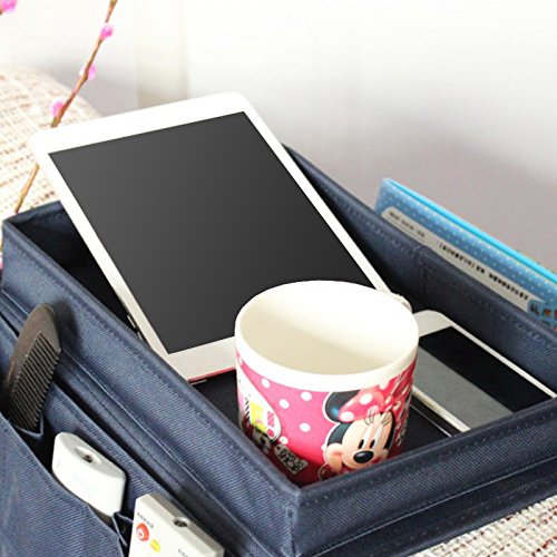 sztara Armlehnen-Organizer, für TV-Fernbedienung, mit Becherhalter – passt über Stühle, Sofas und Sessel, mit breiten Armlehnen-Taschen - 4