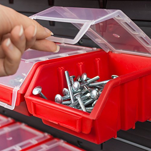 40 teiliges Werkstattwand Lagerregal inkl. Stapelboxen schwarz Wandplatten Ergobox Plus Deckel Gr. 2 - 6