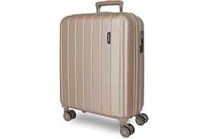 MOVOM Wood Maleta de cabina, Rígida ABS Cierre TSA, 4 Ruedas Dobles, Equipaje de Mano, Color Champagne, 55 cm