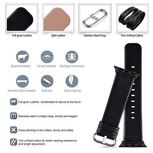 Fullmosa Compatible Correa Apple Watch 38mm 42mm Cuero 15 Colores Correa para Apple Watch iWatch Serie 3 Serie 2 Serie 1 Negro 38mm reviews Fullmosa Compatible Correa Apple Watch 38mm 42mm Cuero 15 Colores Correa para Apple Watch iWatch Serie 3 Serie 2 Serie 1 Negro 38mm