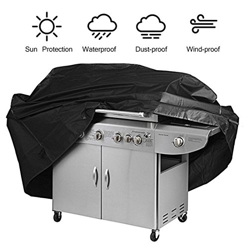 FOWLAN® BBQ Grillabdeckung Wasserdicht Gasgrill Schutzhülle Abdeckhaube Haube BBQ Grill Cover Grill Abdeckplane grill abdeckhauben BBQ Abdeckung gasgrill abdeckung Sschutzhuellen 145 x 61 x 117cm schwarz