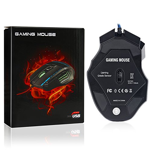 Rat  n Pro Gamer Rii   5500 DPI  7 botones  LED   ptico  con cable para jugadores