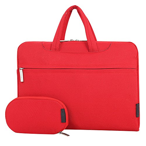 Cuitan 11 11.6 Zoll Wasserdicht Nylon Notebooktasche für Apple MacBook Air / Lenovo / Asus, Modisch Laptoptasche Laptophülle Tragetasche Aktentasche Schultertasche Umhängetasche Handtasche mit Power Tasche und Schulter Strap für 11 11.6 Zoll Notebook Ultrabook - Rot