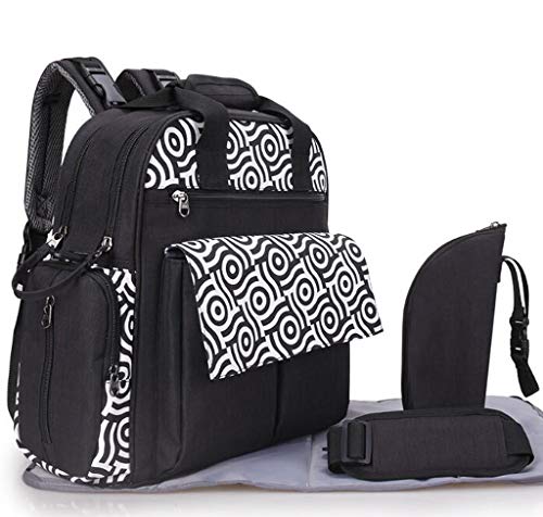 CYDAF Adjustable shoulder strap Mummy backpack large capacity waterproof multi-function maternal and child travel handbag baby stroller Changing Bag (color : BLACK, Size : Onesize)
