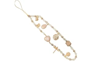 LEDSHLIU Cordón de teléfono móvil, cadena colgante de caja de teléfono móvil anti-perdida Accesorios de decoración de teléfono móvil de cristal dorado Correa de muñeca Cordón de bolsa de llavero