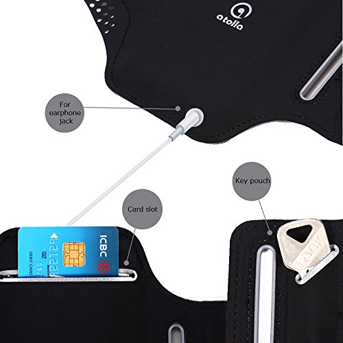 Atolla Sportarmband Hülle Laufarmband mit Kopfhörer Halter für iPhone 6 (4,7″) 6s mit veränderbarer Länge für Samsung Galaxy S4 S5 S6 und Smartphone unter 5.1″ für Fitness Übung Laufen Wandern Rad Fahren YOGA - 6