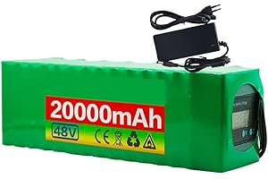 STDPCXZ 1000W Batteria Litio Ad Alta Potenza Della Batteria, 48V 20Ah Batteria Per Bicicletta Elettrica, 20000Mah Batteria Ad Alta Capacità, Per Scooter Elettrico Elettrica Da E-Bike 48V 20Ah