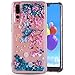 Produktbild Schutzhülle für Huawei P20 Pro, Amcor Love 3D Glitter Flüssig glänzend Floating Sparkly Luxury Cute Hülle Transparent Case mit Quicksand Schutz für Huawei P20 Pro Smartphone Pflaumenblüte