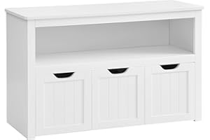 ‎VASAGLE VASAGLE Regał dziecięcy, Przechowywanie zabawek dla dzieci, Szafa do przechowywania, Szafka na zabawki, Szafka na kółkach, Półka na zabawki, do pokoju dziecięcego, 102 x 30 x 60 cm, biały LHS380W01