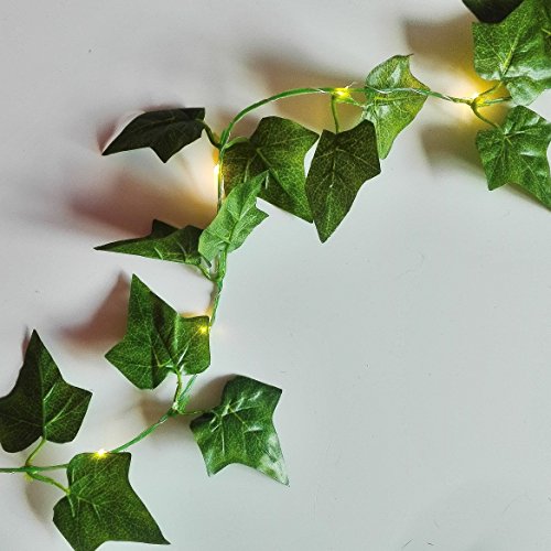 Ivy Fairy Lights / String Lights / Garland with Lights - 2.5m - Wedding Decorations - AA Battery Powered - Indoor Leaves - Leaf Garland with Lights - Fairy Lights Bedroom - Leaf Fairy Lights - Leaf Garland - Prime Delivery