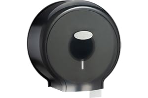 FOTABPYTI Distributeur de papier toilette mural Jumbo Roll, Noir Transparent, ABS, Moderne, Montage mural, 1 Rouleau Jumbo, 27 x 28 x 12 cm, 19.4 oz