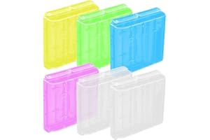 YQ Yue QIN 6 PCS Boîte à Piles en Plastique,Boîte de Rangement pour Piles Rechargeables Boitier Batterie Accu Case Box étuis 4X AAA/AA (Six Couleurs)