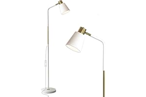 LALISU Stehlampe Industrielle Wohnzimmer Rustikale Bauernhaus Leselampe mit Metll Lampenshirm, Klassische Modern Standleuchte mit E27 LED Warmweiß Birne für Wohnzimmer, Schlafzimmer, Büro (Weiß)