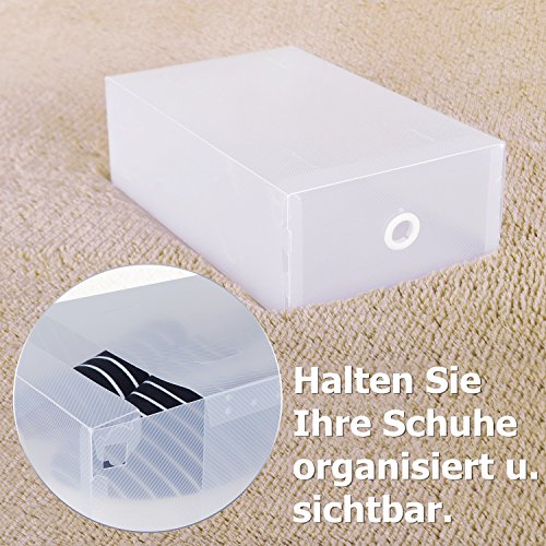 Schuhbox Set 6x Schuhboxen Stapelbar Transparent Schuhkasten Schuhkarton Schuhschachtel Aufbewahrungsboxen Schuhaufbewahrung Schuhaufbewahrungsboxen Schubladen Multizweck L30xB18xH10cm - 7