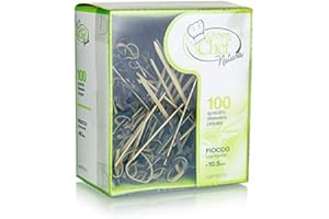 CROWN CHEF CROWN 300 Pezzi 3 Confezioni da 100 Spiedini 10,5 cm Fiocco Blackpearl in Bamboo Nero biodegradabili stuzzicadenti spiedo panini Hamburger