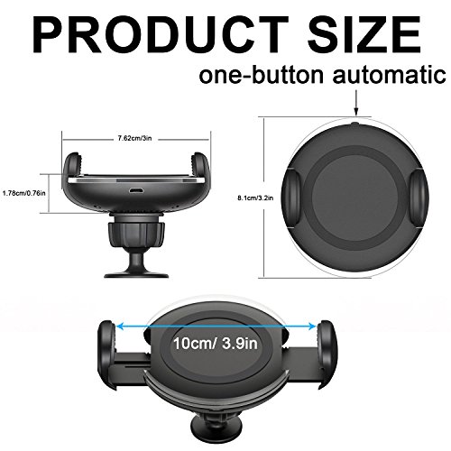 Caricatore Wireless Auto, innislink Caricabatteria Wireless da Auto Caricatore Senza Fili Veloce Air Vent Supporto a Ventosa per iPhone X/8/8Plus Samsung Note 8/S8 Huawei e Altri Dispositivi Qi - Nero