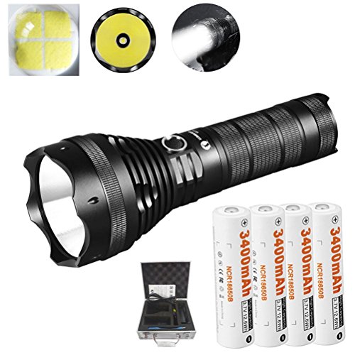 LUMINTOP® SD75 4000 Lumen Wiederaufladbare Suchscheinwerfer LED Taschenlampe+4x3400 mAh 18650 Bundle