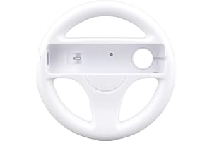 OSTENT Mario Kart Racing Games Steering Wheel Compatible for Nintendo Wii Remote Controller Color White