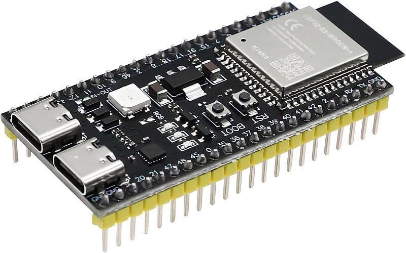 Ayzek ESP32-S3 N16R8 Wi-Fi Bluetooth Geliştirme Kartı | 16MB Flash Bellek, 8MB PSRAM, Çift USB-C Port, Kablosuz Bağlantı, Mikrodenetleyici Modülü