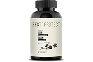 ‎ZESTONICS ZEST'PROTECT OPC Traubenkernextrakt Kapseln -55gr OPC-Wirkstoff pro Dose: Spitzenwert - Clevere Kombination: OPC + Rutin, Quercetin, Vitamin C und Resveratrol. 120 Kapseln im 4 Monatsvorrat