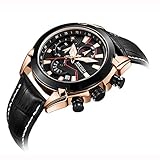 LLLS Men es Analogue Quarz Watch mit Genuine Leather Band Sports Casual Fashion Luminous Waterproof Chronograph Calendar