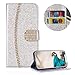 Produktbild Silber Strass Brieftasche Hülle für iPhone XS Max,PU Leder Handyhülle für iPhone XS Max,Moiky Luxus 3D Diamante Magnetisch Glitzer Diamant Hülle Wallet Folio Schutzhülle Kunstleder Handytasche Backcover Handy Tasche Flip Cover Klapptasche mit Standfunktion Karteneinschub Etui Flip Case Hüllen Schutzhüllen