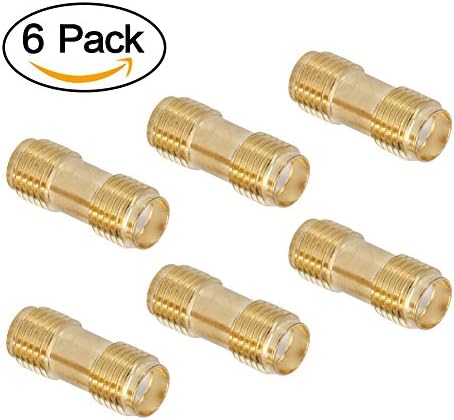SMA Female Jack, MACTISICAL 6Pcs SMA Female to SMA Female Jack in Series RF Coaxial Adapter Connector (6 pack, SMA F/F Golden)