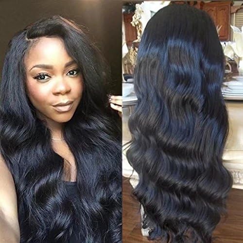 Human Full Lace Wigs Brazilian Ombre Wigs Lace Front Human Hair Wigs Loose Body Wave 180% Density Lace Wigs with Baby Hair(24 inch,1B)