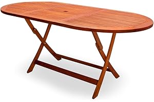 DEUBA Casaria® Gartentisch Wetterfest Klappbar FSC®-Zertifiziert Holz Schirmständer 160x85cm 80kg Belastbarkeit Balkon Garten Terrasse Tisch Klapptisch Balkontisch Akazie