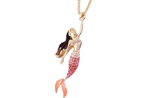 Uloveido Azul Púrpura Rojo CZ Crystal Stone Chapado en oro rosa Collar colgante de sirena Joyas para niños Niñas con Zrirconia cúbica YS841