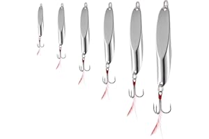 TUXIBIN Juego de 6 señuelos de pesca, 7 g, 10 g, 15 g, 20 g, 30 g, 40 g, señuelos de pesca de metal, cuchara, cebos giratorios, cebo de pesca, cebo de salmón, trucha, cebos con ganchos agudos TXB6-1