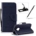 Produktbild Moto G5 Plus Ultra Dünn Slim Folio Prämie Lederhülle Brieftasche Hülle,Moto G5 Plus Book Style Magnetverschluss Tragen Lanyard Flip Case,Herzzer Modisch Niedlich [Karikatur Bären Geprägte Reihe] Folder Geldbörse Tasche Schutzhülle Kartenfach Strap Wallet Cover Shell für Moto G5 Plus + 1 x Frei Schwarz Handy Halterung Ständer + 1 x Frei Schwarz Stift Stylus - Dunkelblau