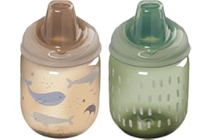 Vital Baby Hydrate Little Sipper Cup for Weaning 270ml, Non-Spill Silicone Spout, EarthSmart Biodegradable, Easy Clean & Hygiene Cover, 6m+, BPA-Free, 2 Pack