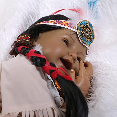 Nicery Reborn Baby Doll Indian Style Black Skin 22inch 55cm Simulation Silicone Vinyl Magnetic Mouth Lifelike Boy Girl Toy Smile