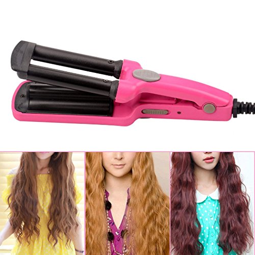 inkint Mini 3 Barrel Ceramic Hair Curling Tong Hair Curler Waver Roller Wand for Lady Hair Salon Styling