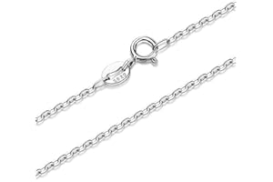 MenYiYDS Cadena Barbada en Plata de Ley 925 para Mujer 1.1 mm Collar - Fina Plata De Ley 925 - en Largos de 45cm.