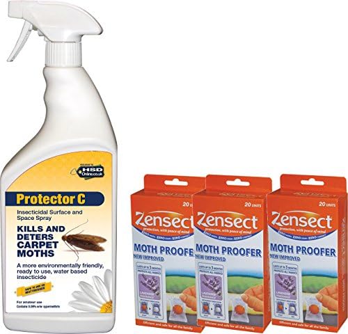 1 Litre Carpet Moth Killer Spray and Pack of 60 Zensect Moth Balls
