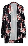 ECOWISH Damen Blumenmuster Strickjacke Cardigan Langarmshirt Lose Oberteil Mantel Jacke - 4