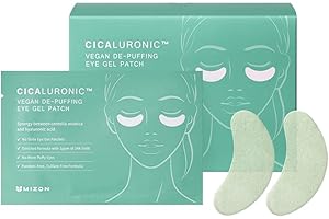 MIZON Patch vegano in gel Cicaluronico per gli occhi (21 paia) Antinfiammatorio con oro 24K e Cica, riduce il gonfiore, le occhiaie e le rughe (Cicaluronic Vegan De-puffing Eye Gel Patch)