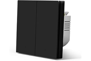 MVAVA Interruptor de luz ZigBee, interruptor de pared inteligente Alexa y Google Home Funciona con Tuya, interruptor de luz empotrado de 86 mm, interruptor de luz de pared 2 compartimento 1 vía Negro
