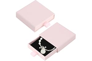 BIVOFU Caja de Regalo para Joyería,Cajitas de Carton para Regalos, Cajas de Presentación 9x9x1,7cm, Organizador de Collares, Pendientes y Anillos, Almacenamiento de Joyas de Fieltro (rosa)