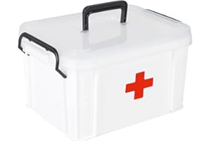 Gzsekken Medication Storage Box,First Aid Storage Box 5L Medicine Organiser with Handle 2 Layer Medical Boxes Clip Locked, Clear BPA Free Medicine Cabinet Organisation