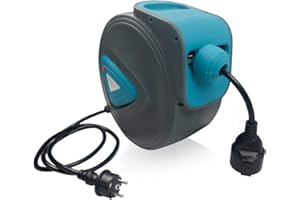 XMTECH Enrollador automático de cables (20 m, con cable eléctrico, giro de 180°)