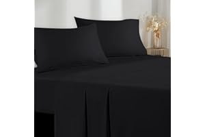 POLIGINO Komplet pościeli 3-częściowy z mikrofibry 90 x 190/200 cm, prześcieradło z gumką 90 x 200 cm, przykrycie 1-osobowe 160 x 280 cm, 1 poszewka na poduszkę 50 x 80 cm, wysoka jakość, czarny